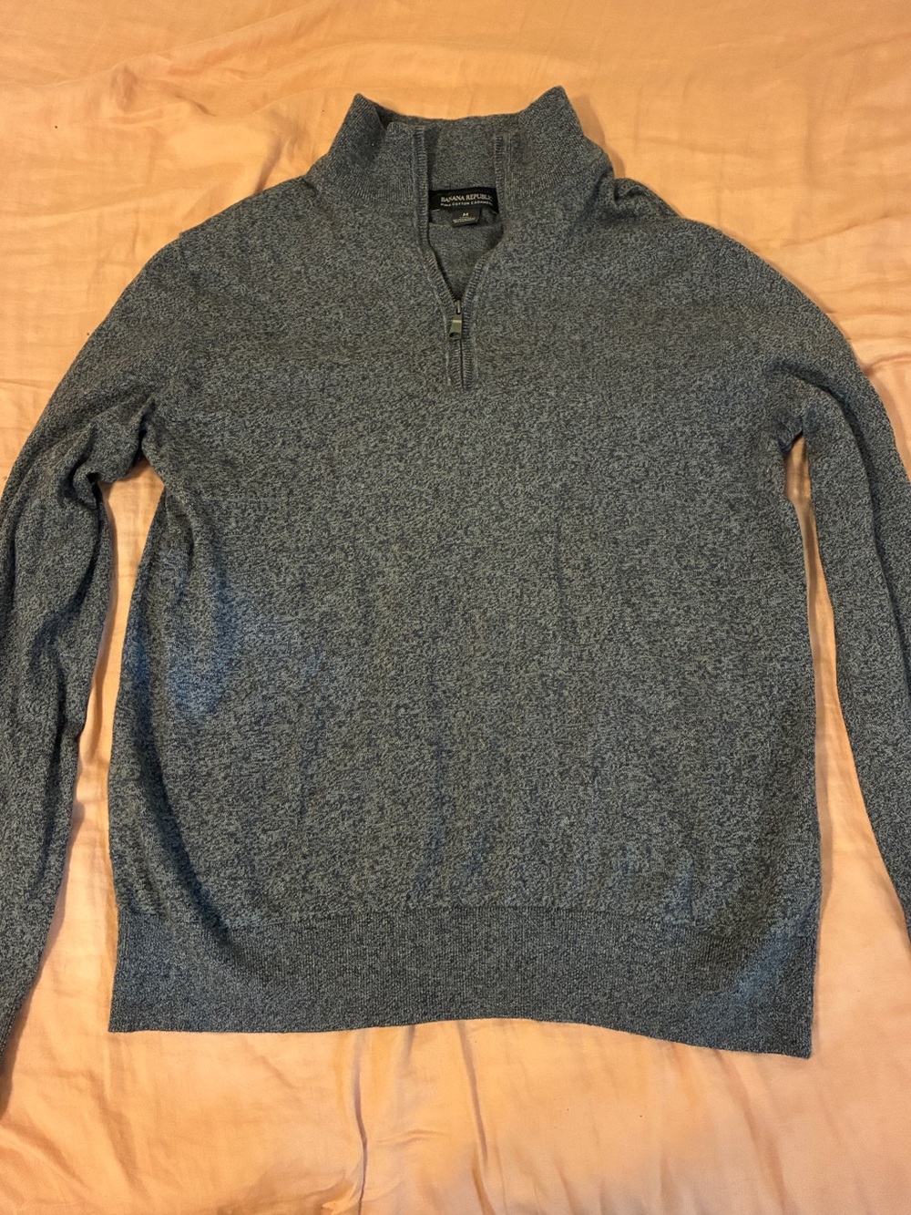 Banana Republic Cashmere Pima Cotton Blend Grey Quarter Zip Size Medium